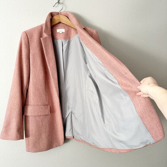NWOT LOFT Blush Herringbone Longline Wool Blend Blazer women's plus size 16 - Picture 11 of 16